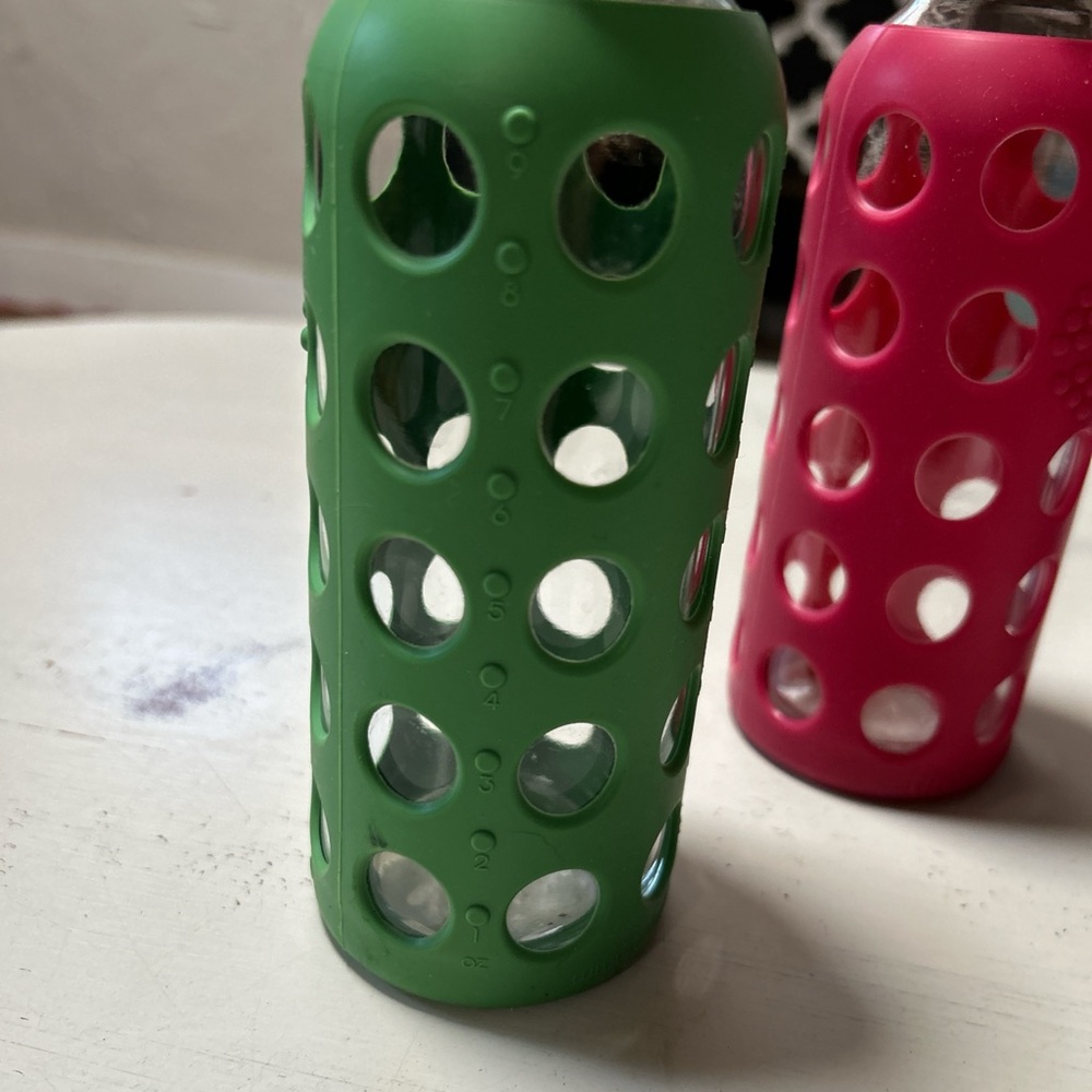 Green and Pink Silicone Bottle Sleeves